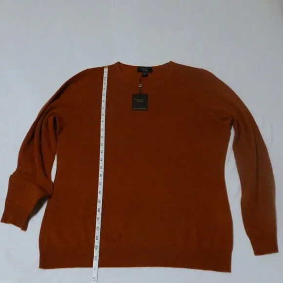 Charter Club Cashmere Long Sleeve Crewneck Sweater XL Bronze Pecan Rust NWT - Picture 5 of 14